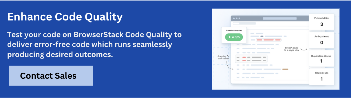 BrowserStack Code Quality Banner