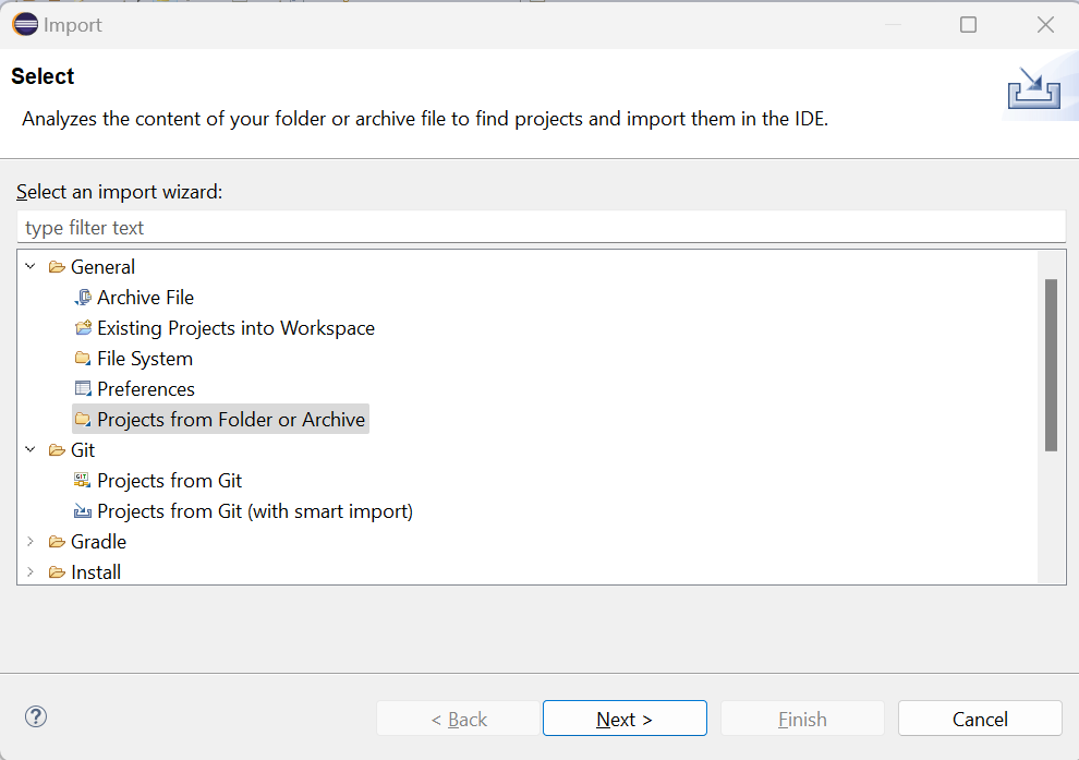 import in eclipse