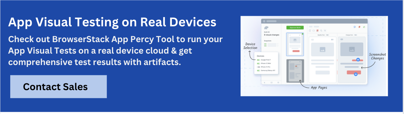 BrowserStack App Percy Banner