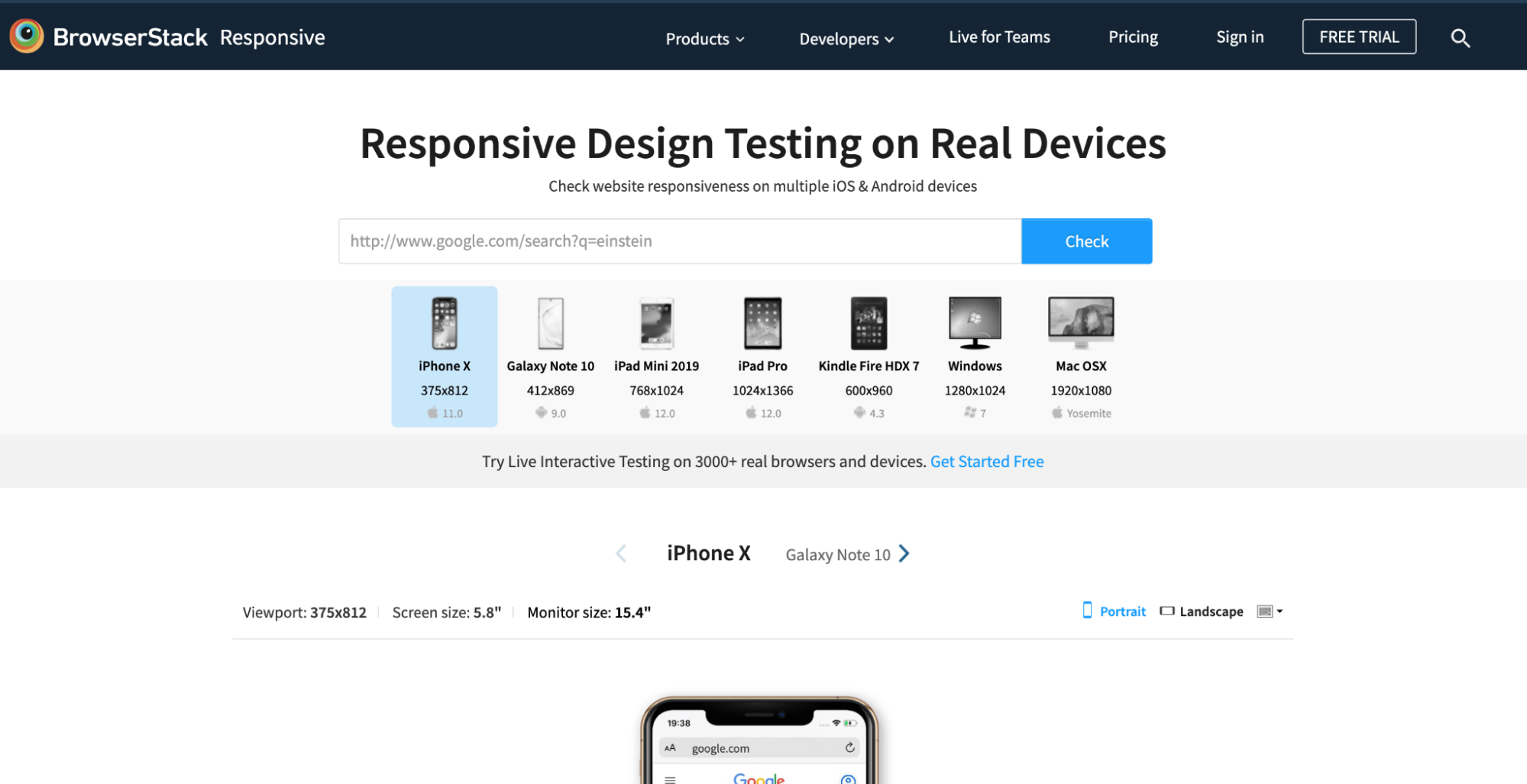 Browserstack Responsive