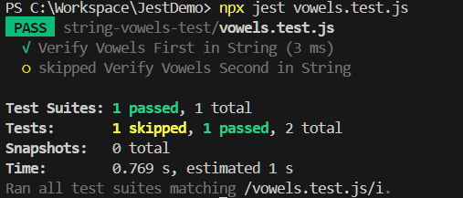 Output 1 passed 1 skipped