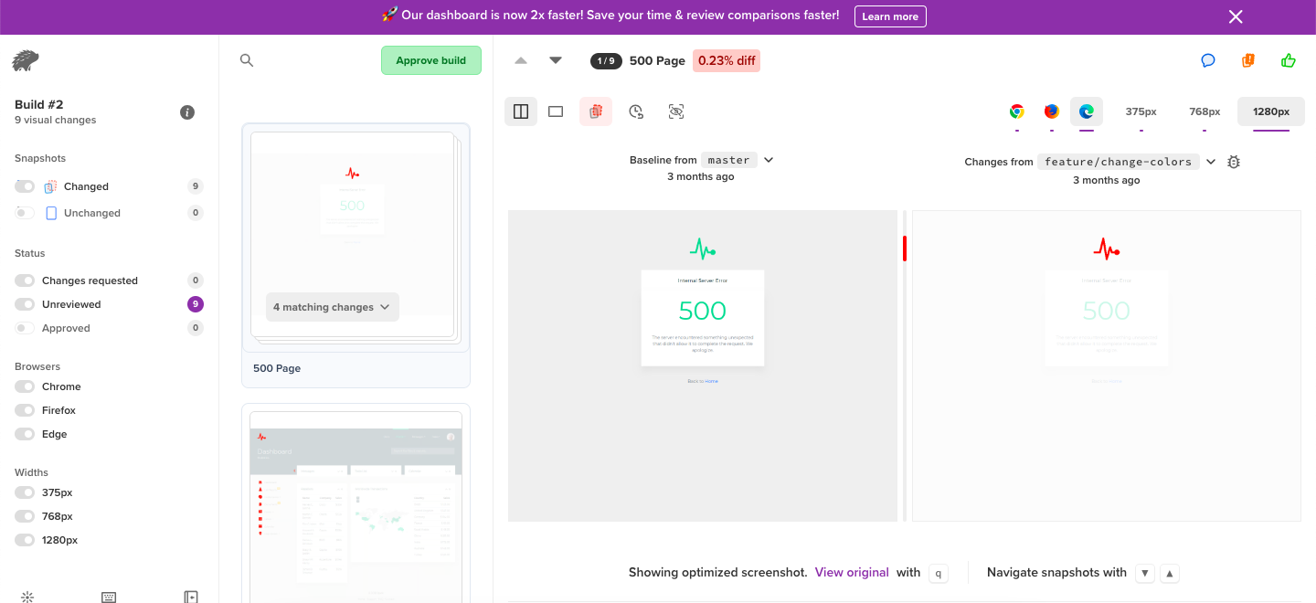 Percy dashboard