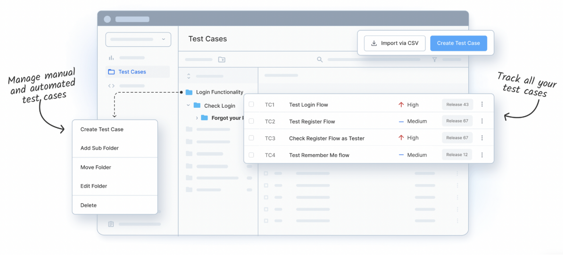 create manage testcase with test management 