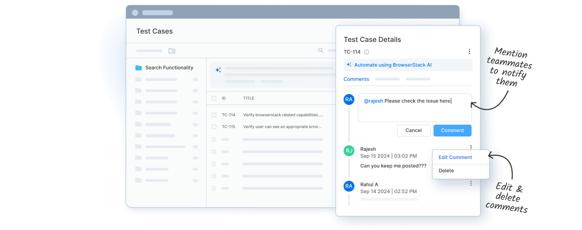 Add Comments in Test Cases