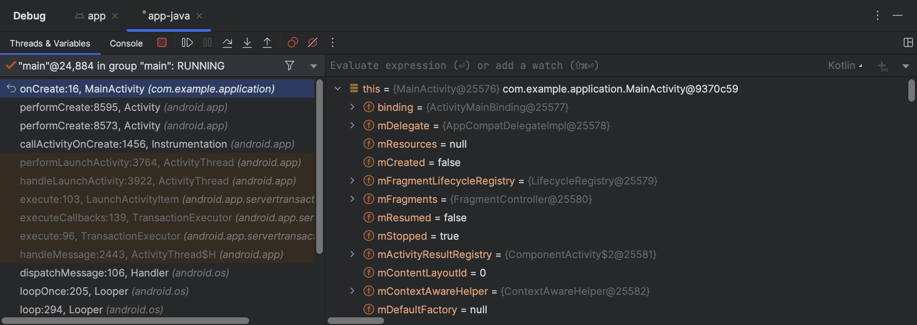 Android Studio debugger