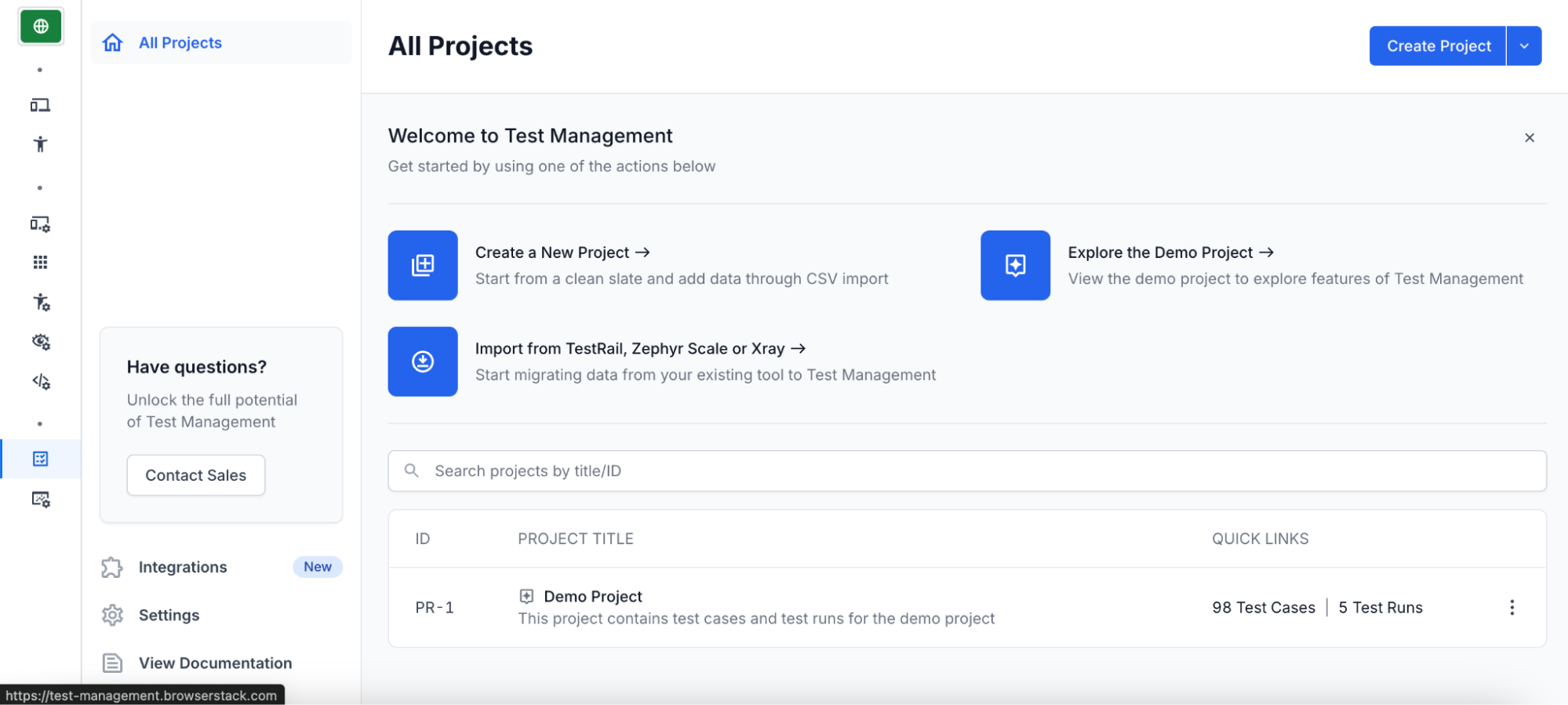 Create import or use existing project