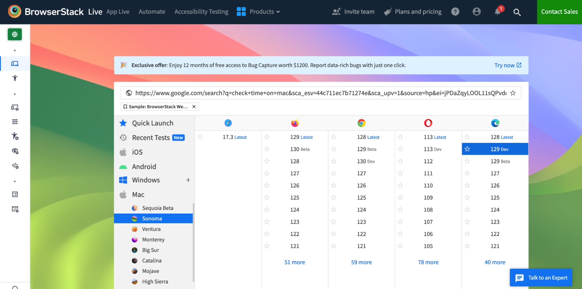 Live dashboard