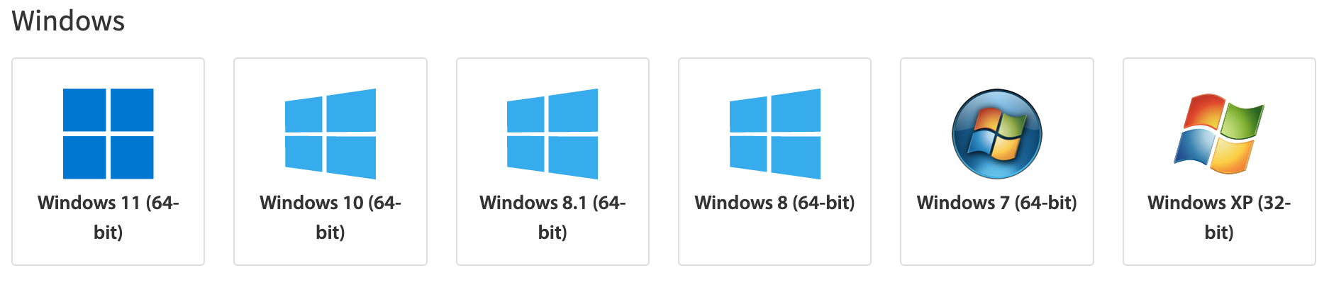 Supported Windows OS versions