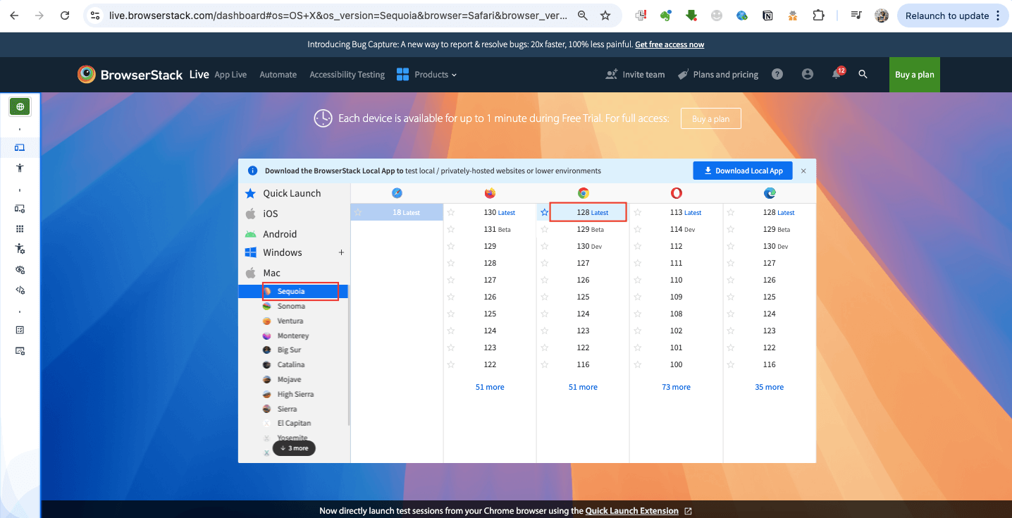 Change User Agent with BrowserStack Live