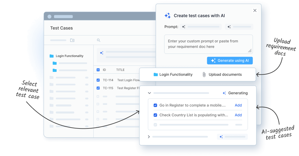 Generate test cases based on requirement docs &amp; user prompts - Powered by AI