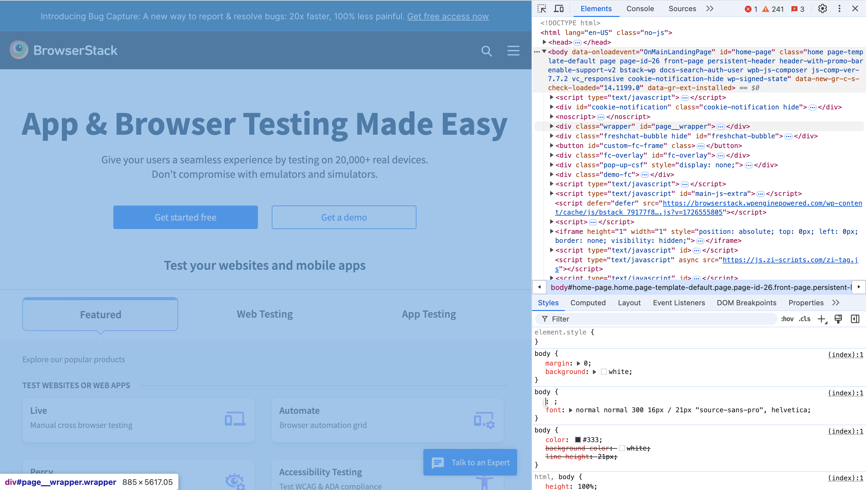 HTML Structure of the Page