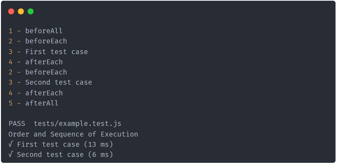 Jest example tests execution for multiple functions