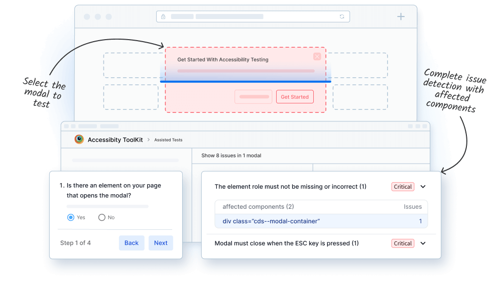 Quickly test modal dialogs for screen reader accessibility issues