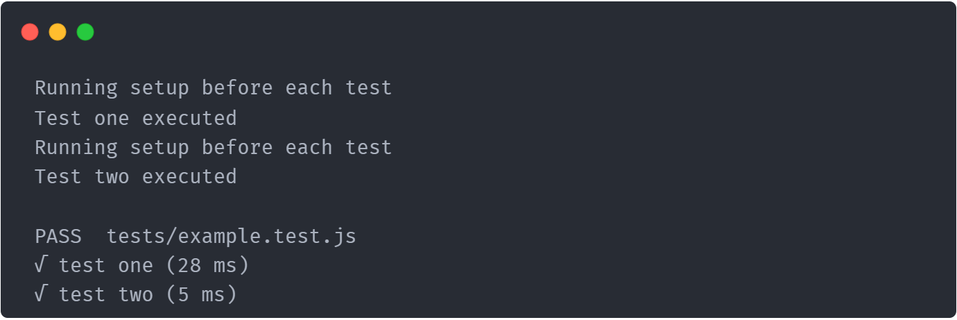 Running setup before each test