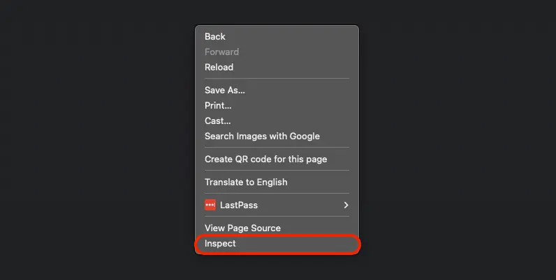 Select inspect from DevTools