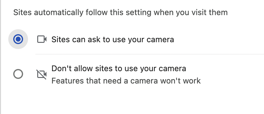 Camera Access on Chrome Web