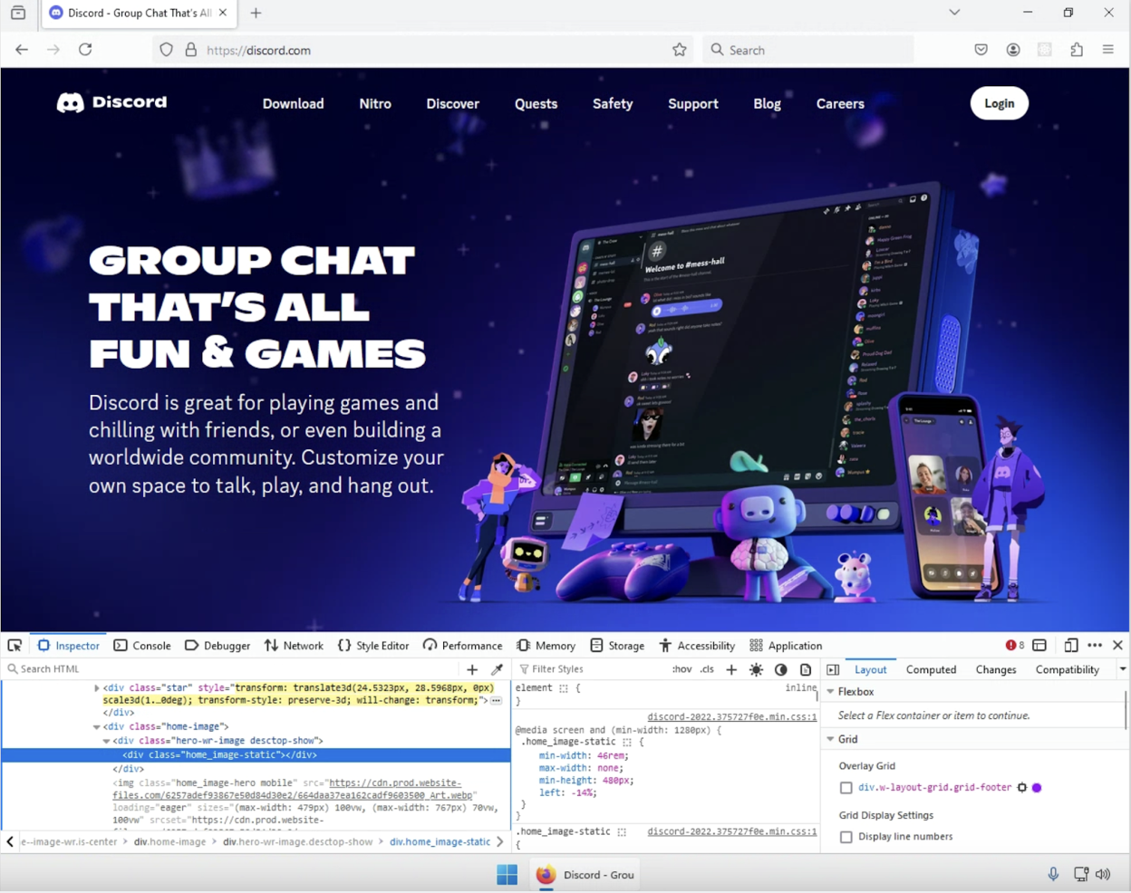 Inspect Elements on Discord during BrowserStack Session