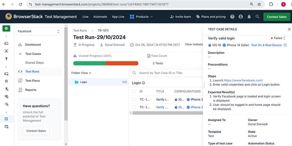 Modify Test run or connect with JIRA