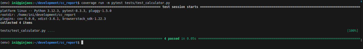 Use coverage.py library to run tests