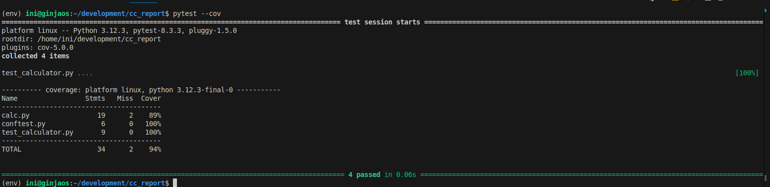 pytest cov plugin report terminal