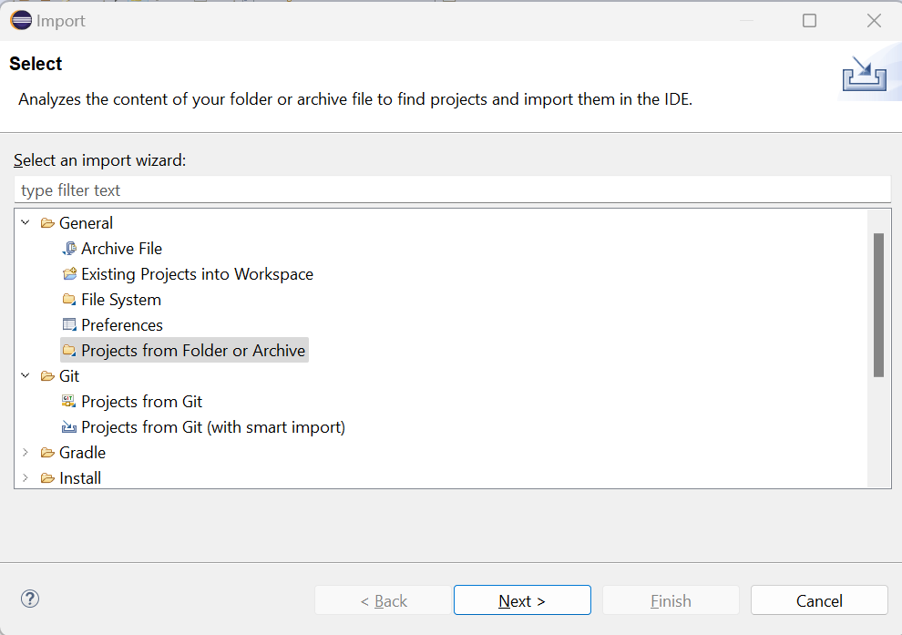 Import the project in Eclipse