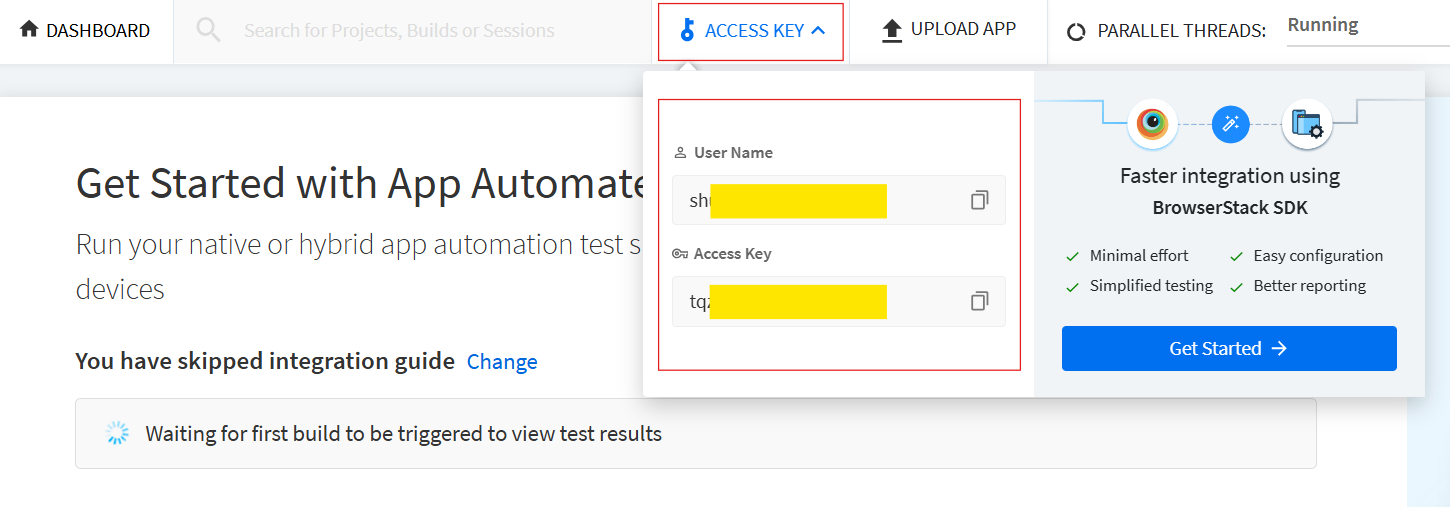 BrowserStack Dashboard