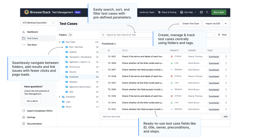 Browserstack test management tool 