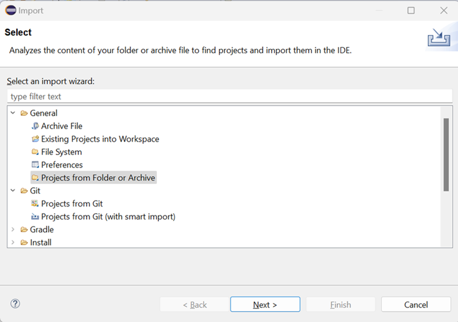 Import the project in Eclipse