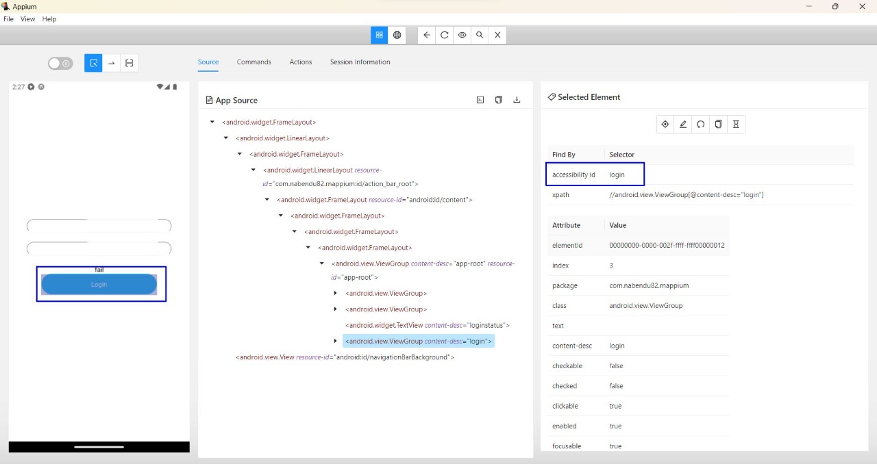 AccessibilityID Locator in Appium Inspector