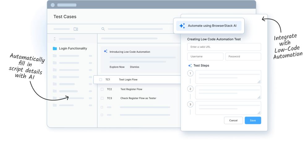 Convert test cases to low-code automated tests