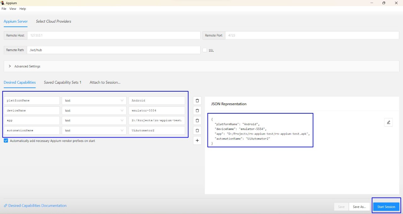 Launch Appium Inspector