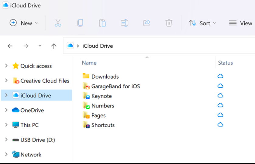 Open File Explorer and locate the iCloud Drive 