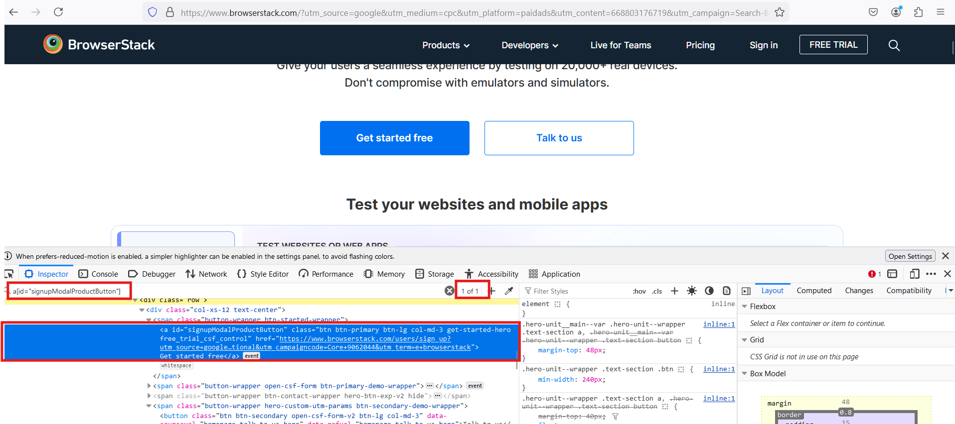 Steps to Inspect the DOM using the Chrome Browser