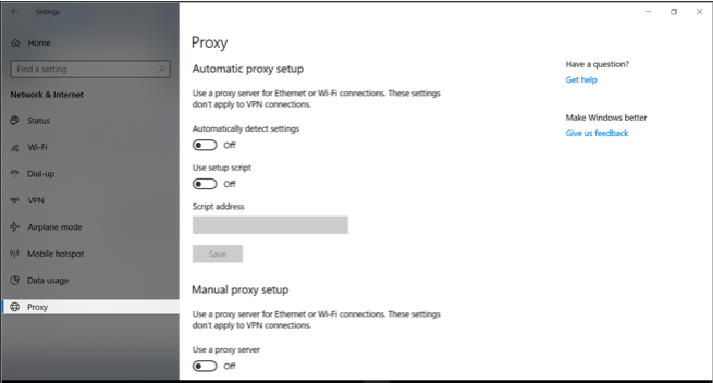 windows settings proxy