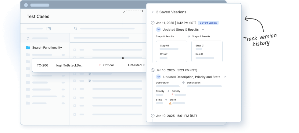 Test case history