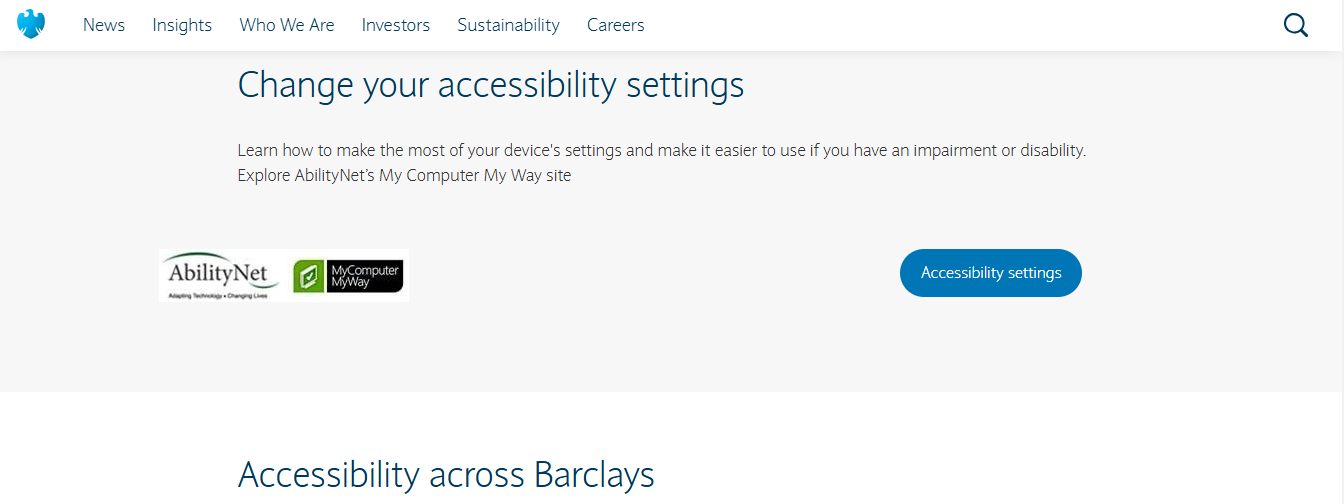 Accessibility Website Example Barclays