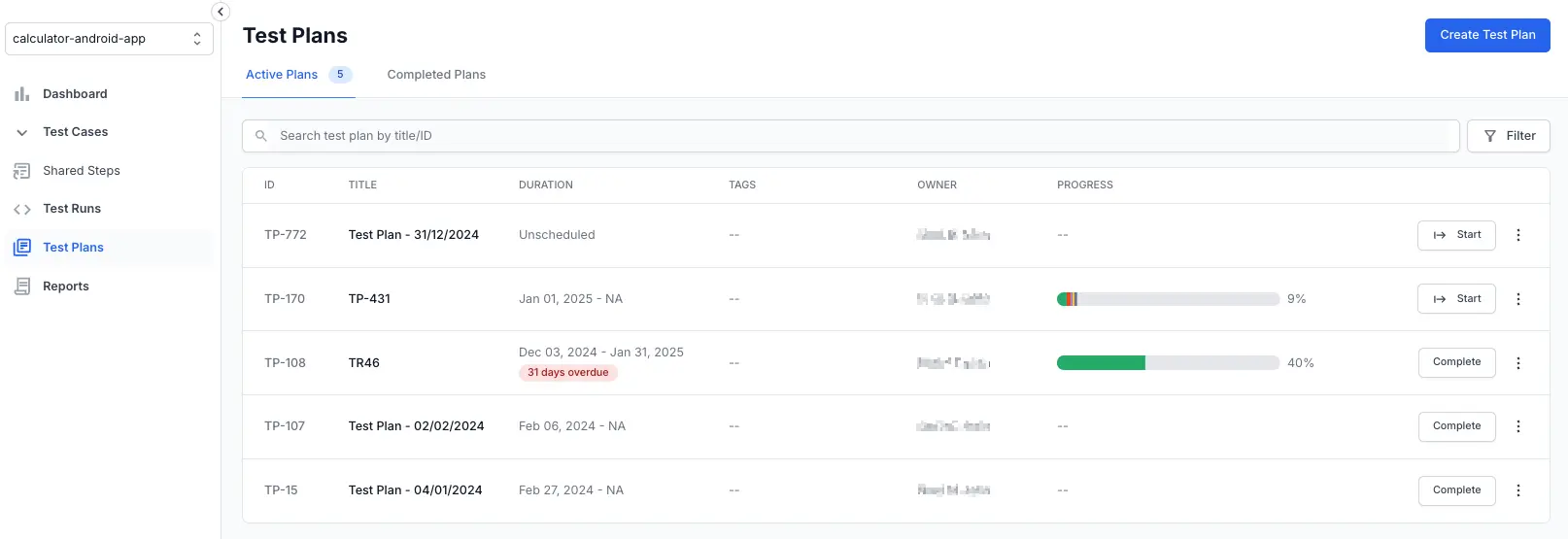 How to create a test plan in BrowserStack Test Management Step 1