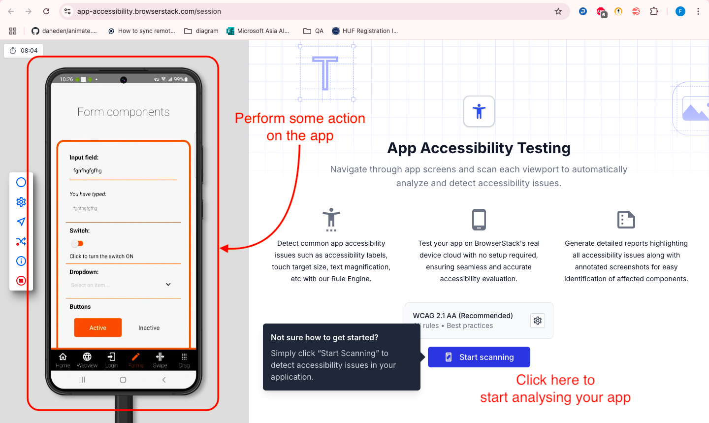 BrowserStack App Accessibility Testing Step 1