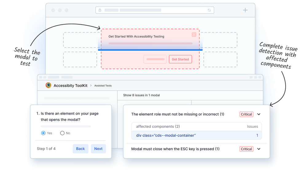 Identify complex issues in modal dialogs