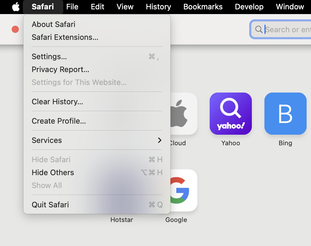 Open Safari Settings