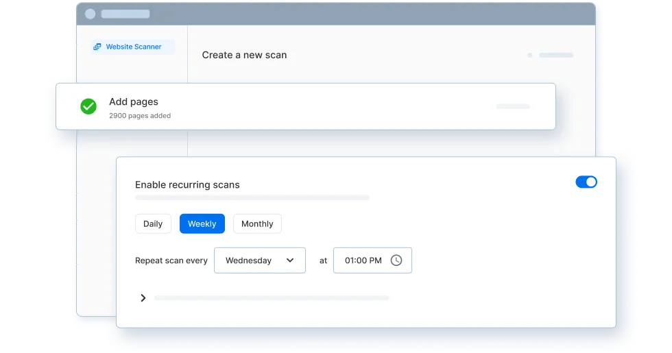 Schedule recurring scans—hourly, daily, weekly, or monthly