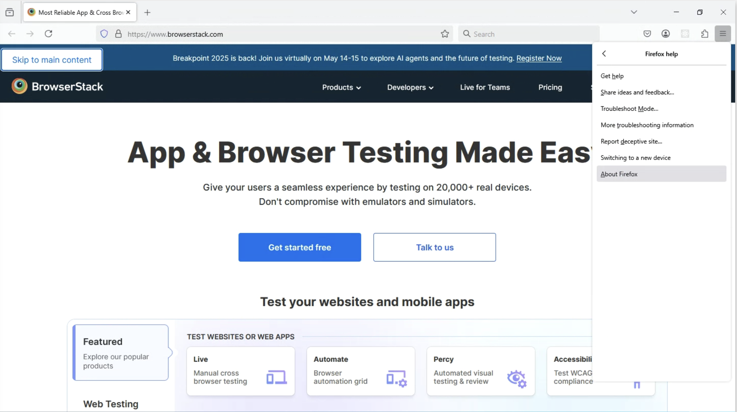 Select Help from the dropdown menu