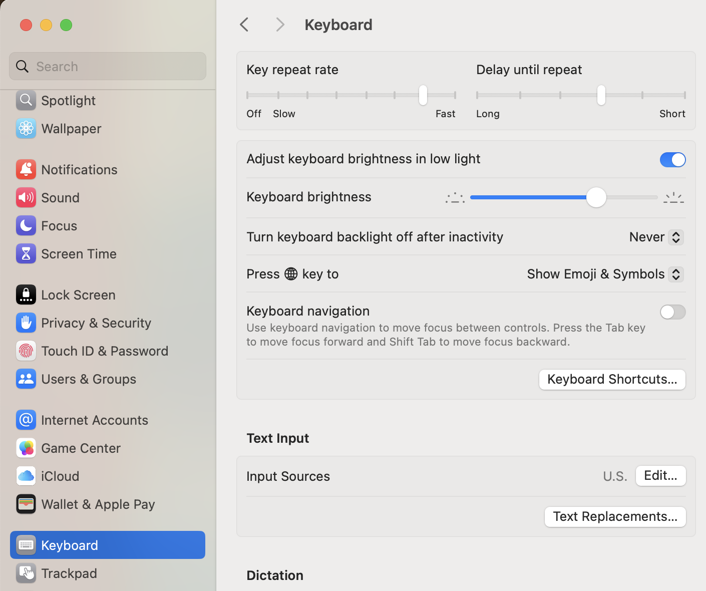 Select Keyboard under System Settings