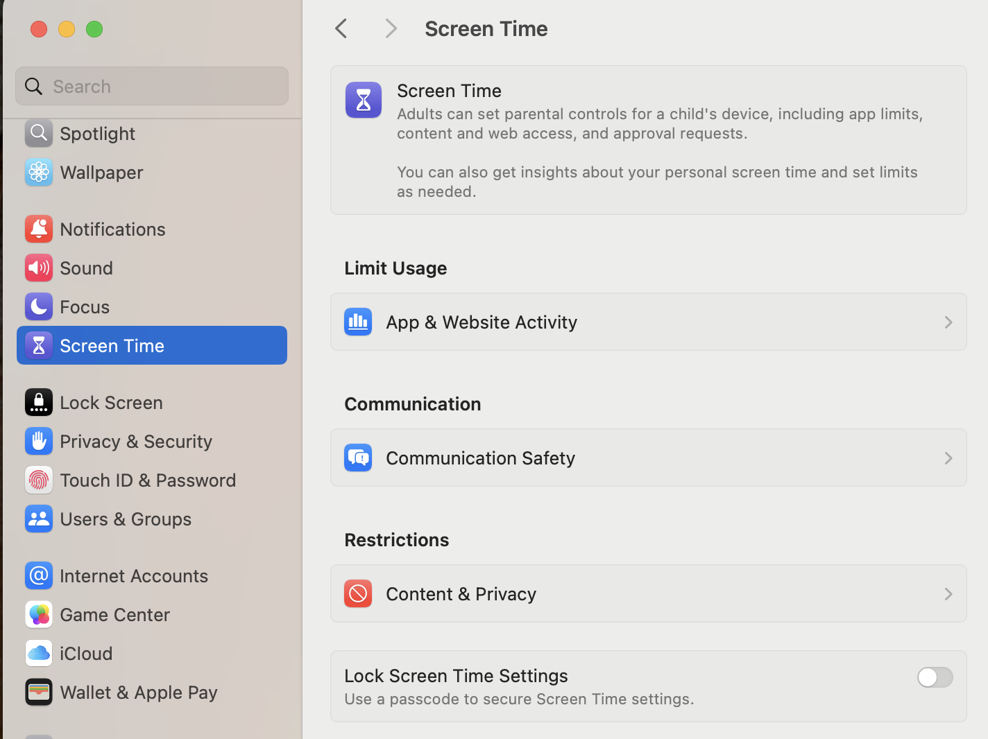Select Screen Time and Content privacy