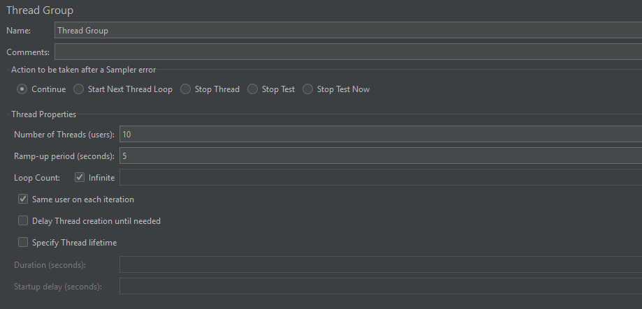 Thread Group Configuration
