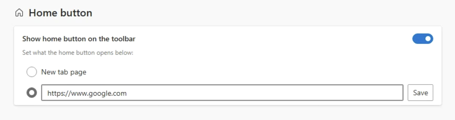 Toggle on the Home button