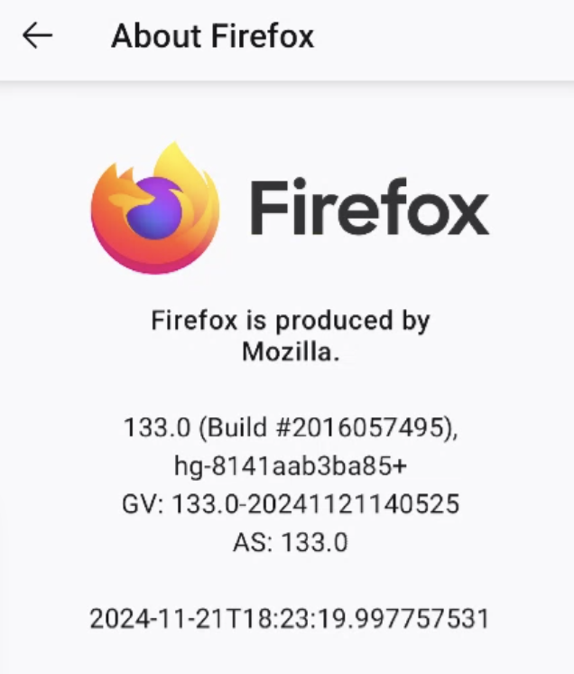 Version Number of Firefox on Mobile Device