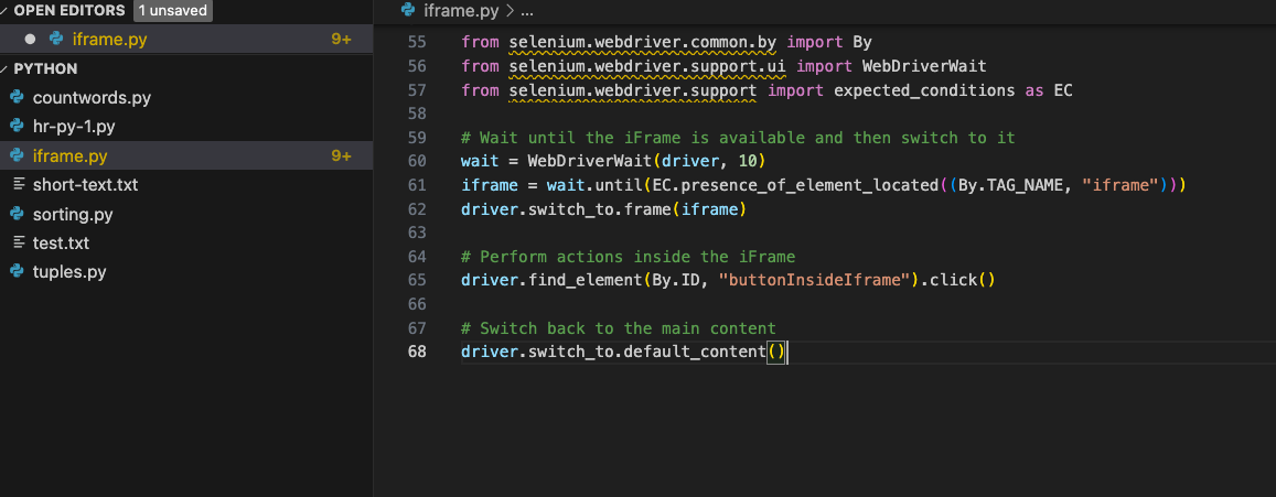 iFrame Dynamic Elements in Selenium Python