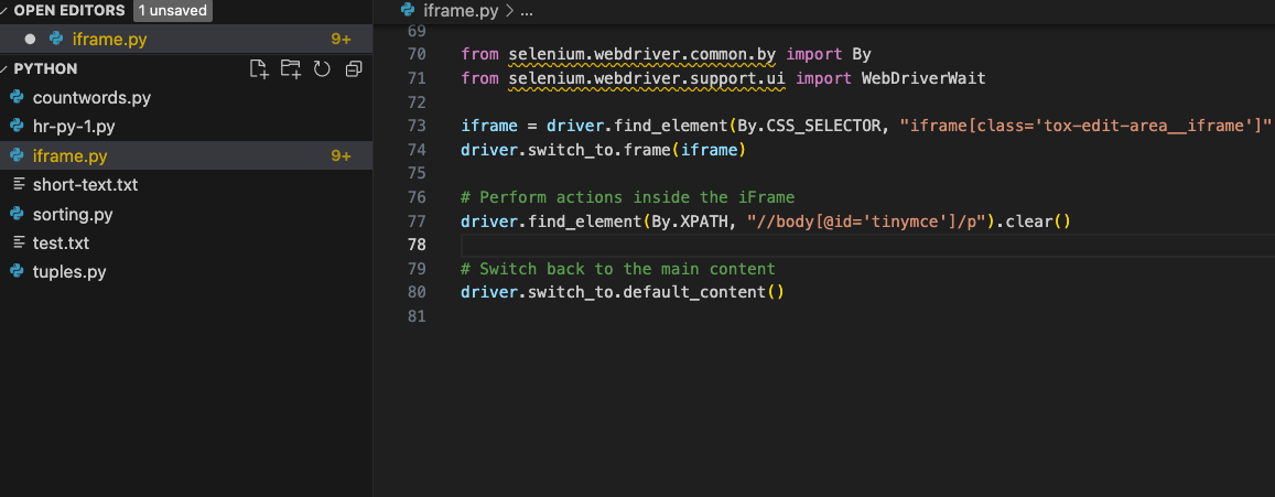 iFrame Switch with Class in Selenium Python