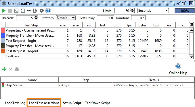 LoadTest Assertions in SoapUI